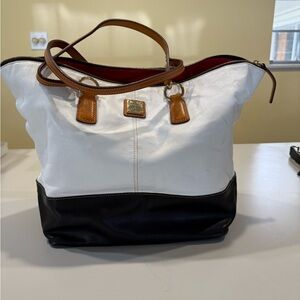 Stylish White and Black Tote Bag